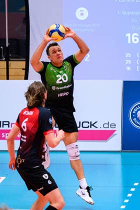 Ludwigsburg: 1. BLM - 25 26 - MTV Ludwigsburg - SSC Karlsruhe Jeffrey Klok (Ludwigsburg), Ben-Simon Bonin (Ludwigsburg) Ludwigsburg Innenstadtsporthalle Baden-Württemberg Deutschland