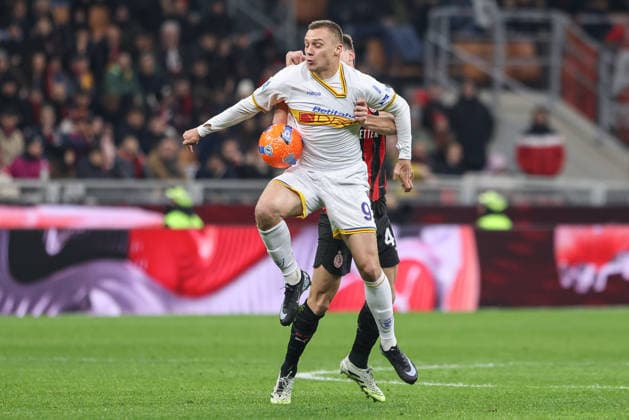 Lecce™s Nikola Stulic during the Serie A soccer match between A.C Milan. and Lecce at the San Siro Stadium in Milan, Italy - Sunday, January 18, 2026. - Soccer .  Copyright: xStefanoxNicoli LaPressex