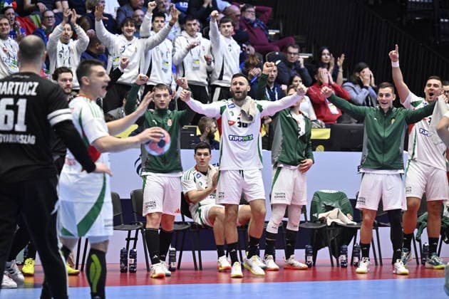 KRISTIANSTAD, SVERIGE 20260118 Hungary s players during the 2026 EHF European Men s Handball Championship (the EHF Euro 2026) match between Italy and Hungary at Kristianstad Arena, in Kristianstad, Sweden, on January 18, 2026. KRISTIANSTAD SVERIGE x50090x