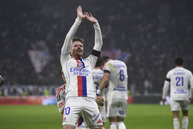 Football : Olympique lyonnais vs Brest - ligue 1 - 18 01 2026 Pavel SULC of Olylpmique Lyonnais scoring goal during the French ligue 1 match between Olympique Lyonnais and Stade Francis-Le Ble (Brest) at Groupama Stadium Decines Charpieu Lyon on January 18, 2025 , France LYONFrance  Copyright: xx