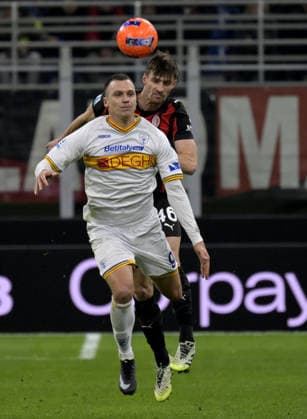 Foto IPP Paolo Bona Milano 18 01 2026 Campionato Serie A di Calcio stagione 2025 2026 partita Milan-Lecce Nella foto Matteo Gabbia e Nikola Stulic Italy Photo Press Worldwide Copyright italy Italy ITALY  Copyright: xR4924_italyphotopressx