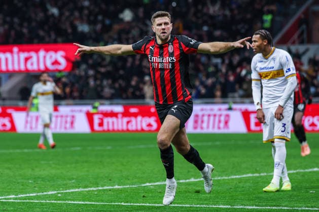 AC Milan vs US Lecce - Serie A 2025 26 - 18 01 2026 Niclas Fullkrug of AC Milan celebrates after scoring a goal during Serie A 2025 26 football match between AC Milan and US Lecce at San Siro Stadium in Milan Copyright: xBEAUTIFULxSPORTS Carabellix