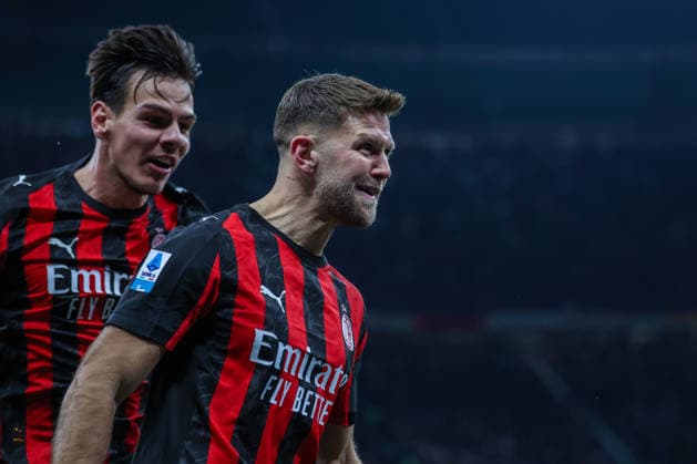 AC Milan vs US Lecce - Serie A 2025 26 - 18 01 2026 Niclas Fullkrug of AC Milan celebrates after scoring a goal during Serie A 2025 26 football match between AC Milan and US Lecce at San Siro Stadium in Milan Copyright: xBEAUTIFULxSPORTS Carabellix