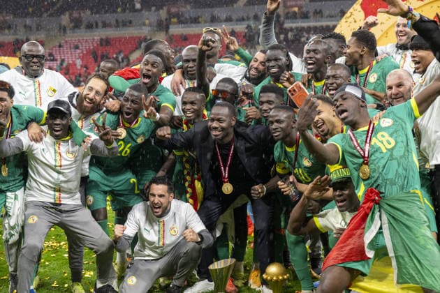 Senegal beats hosts Morocco to claim 2nd AFCON title RABAT, MOROCCO - JANUARY 19: Senegalese players raise the trophy after winning the 35th Africa Cup of Nations (AFCON 2025) final match against Morocco at the Prince Moulay Abdellah Stadium in the capital Rabat, Morocco on January 19, 2026. Senegal won the 35th Africa Cup of Nations title on Sunday, defeating hosts Morocco 1-0 after extra time in a dramatic final marked by lengthy stoppage-time scenes. Abu Adem Muhammed Anadolu Rabat Morocco. Editorial use only. Please get in touch for any other usage.  Copyright: x2026xAnadoluxAbuxAdemxMuhammedx