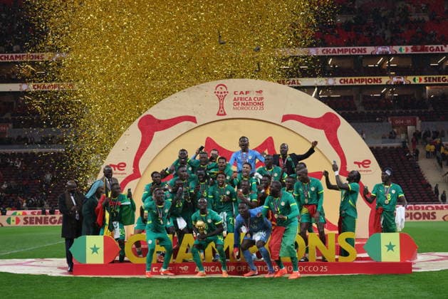 Senegal beats hosts Morocco to claim 2nd AFCON title RABAT, MOROCCO - JANUARY 19: Senegalese players raise the trophy after winning the 35th Africa Cup of Nations (AFCON 2025) final match against Morocco at the Prince Moulay Abdellah Stadium in the capital Rabat, Morocco on January 19, 2026. Senegal won the 35th Africa Cup of Nations title on Sunday, defeating hosts Morocco 1-0 after extra time in a dramatic final marked by lengthy stoppage-time scenes. Samah Zidan Anadolu Rabat Morocco. Editorial use only. Please get in touch for any other usage.  Copyright: x2026xAnadoluxSamahxZidanx