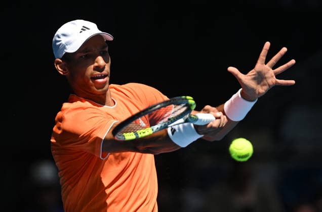 TENNIS AUSTRALIAN OPEN, Felix Auger-Aliassime of Canada in action during the Men™s 1st round match against Nuno Borges of Portugal on day 2 of the 2026 Australian Open tennis tournament at Melbourne Park in Melbourne, Monday, January 19, 2026. ( NO ARCHIVING MELBOURNE VICTORIA AUSTRALIA  Copyright: xLUKASxCOCHx 20260119168888974274