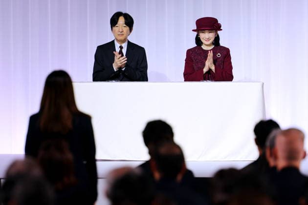 (L-R) Crown Prince Akishino, Princess Kiko, JANUARY 18, 2026 - Olympic : Japan national team, Nationalteam Organization Ceremony for the Milano Cortina 2026 Olympic Winter games, Winterspiele,Spiele, Summer games in Chiba, Japan. Noxthirdxpartyxsales  aflo_316522774
