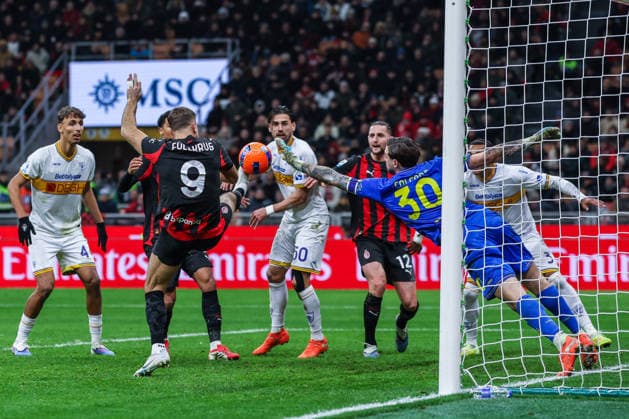 CALCIO - Serie A - AC Milan vs US Lecce Niclas Fullkrug of AC Milan seen in action during Serie A 2025 26 football match between AC Milan and US Lecce at San Siro Stadium in Milan Milan Italy  Copyright: xIPAxSport ABACAx