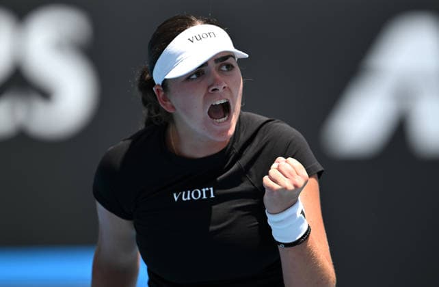 TENNIS AUSTRALIAN OPEN, Marina Stakusic of Canada reacts during the Women™s 1st round match against Priscilla Hon of Australia on day 2 of the 2026 Australian Open tennis tournament at Melbourne Park in Melbourne, Monday, January 19, 2026. ( NO ARCHIVING MELBOURNE VICTORIA AUSTRALIA  Copyright: xLUKASxCOCHx 20260119166508967410
