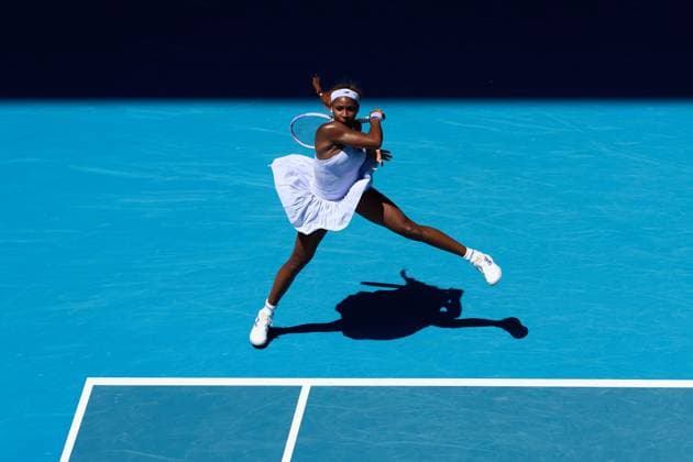 Coco Gauff of the United States of America hits a forehand Australian Open tennis tournament, Day Two, Melbourne Park, Australia - 19 Jan 2026Melbourne Melbourne Park Victoria (VIC) Australia  Copyright: xRachelxBach Shutterstockx 16303002i