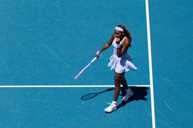 Coco Gauff of the United States of America celebrates Australian Open tennis tournament, Day Two, Melbourne Park, Australia - 19 Jan 2026Melbourne Melbourne Park Victoria (VIC) Australia  Copyright: xRachelxBach Shutterstockx 16303002k