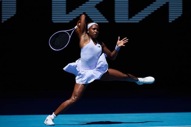 Coco Gauff of the United States of America hits a forehand Australian Open tennis tournament, Day Two, Melbourne Park, Australia - 19 Jan 2026Melbourne Melbourne Park Victoria (VIC) Australia  Copyright: xRachelxBach Shutterstockx 16303002d