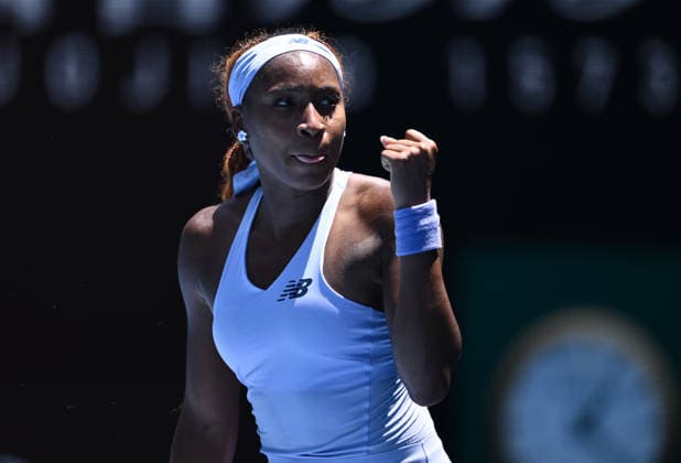 TENNIS AUSTRALIAN OPEN, Coco Gauff of USA celebrates during the Women™s 1st round match Kamilla Rakhimova of Uzbekistan on day 2 of the 2026 Australian Open tennis tournament at Melbourne Park in Melbourne, Monday, January 19, 2026. ( NO ARCHIVING MELBOURNE VICTORIA AUSTRALIA  Copyright: xJOELxCARRETTx 20260119126579374310