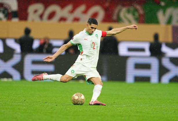 Achraf Hakimi (Morocco) controls the ball during the Africa Cup Of Nations match between Morocco and Senegal at Prince Moulay Abdellah Stadium on January 18, 2026 in Rabat, Morocco. (Photo by Thor Wegner DeFodi Images) -