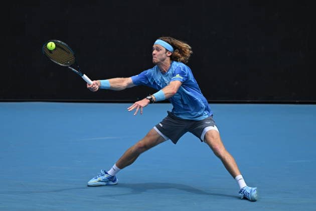 TENNIS AUSTRALIAN OPEN, Andrey Rublev of Russia in action during the Men™s 1st round match against Matteo Arnaldi of Italy on day 2 of the 2026 Australian Open tennis tournament at Melbourne Park in Melbourne, Monday, January 19, 2026. ( NO ARCHIVING MELBOURNE VICTORIA AUSTRALIA  Copyright: xJAMESxROSSx 20260119148990875894