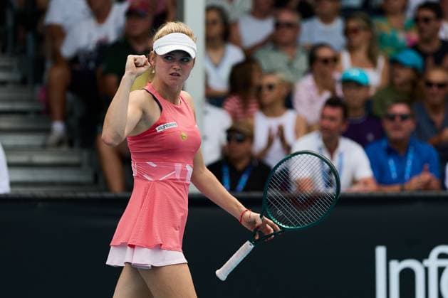 Linda Klimovicova of Poland celebrates Australian Open tennis tournament, Day Two, Melbourne Park, Australia - 19 Jan 2026Melbourne Melbourne Park Victoria (VIC) Australia  Copyright: xRachelxBach Shutterstockx 16303002ab