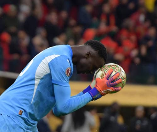 Edouard Mendy thanks heaven after saving Brahim Diaz s penalty kick during Africa Cup of Nations Morocco 2025 - FINAL. SENEGAL vs Morocco -PRINCE MOULAY ABDELLAH STADIUM 18 JANUARY 2026 By IMAGO Didier Lefa Studio RABAT PRINCE MOULAY ABDELLAH STADIUM Morocco