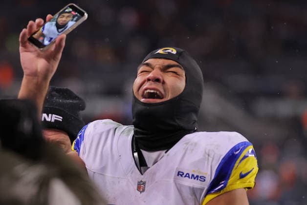 CHICAGO, IL - JANUARY 18: Puka Nacua 12 of the Los Angeles Rams after the NFC Divisional Round playoff game against the Chicago Bears on January 18, 2026 at Soldier Field in Chicago, Illinois. (Photo by Melissa Tamez Icon Sportswire) NFL, American Football Herren, USA JAN 18 NFC Divisional Round Rams at Bears EDITORIAL USE ONLY Icon260118048