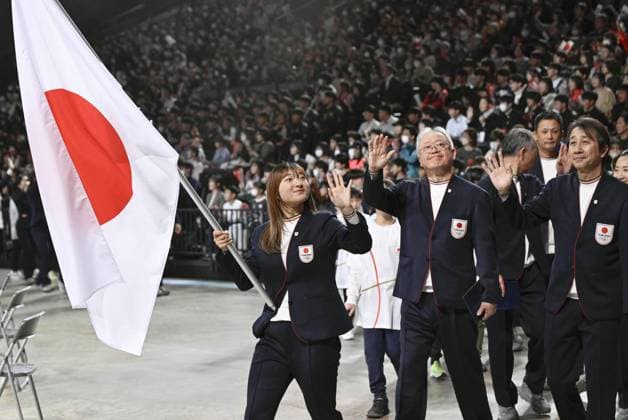 Athletes attend pep rally ahead of Olympics Japanese athletes wave during a pep rally held in Funabashi near Tokyo on Jan. 18, 2026, ahead of the Milan-Cortina Winter Olympics.  A14AA0005189198P