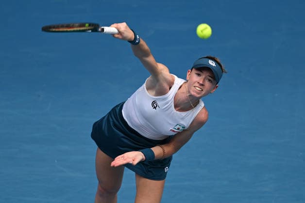 TENNIS AUSTRALIAN OPEN, Simona Waltert of Switzerland in action during the Women™s 1st round match against Amanda Anisimova of the USA on day 2 of the 2026 Australian Open tennis tournament at Melbourne Park in Melbourne, Monday, January 19, 2026. ( NO ARCHIVING MELBOURNE VICTORIA AUSTRALIA  Copyright: xLUKASxCOCHx 20260119172544446103