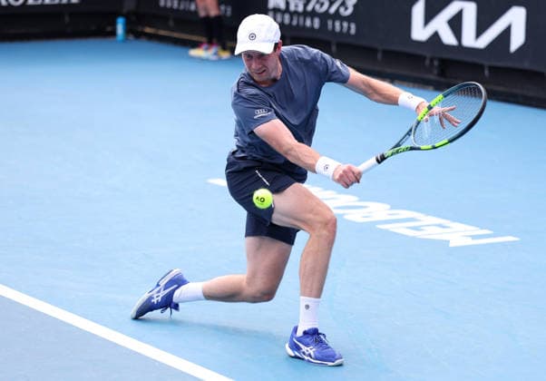 2026-01-19 2026 Australian Open - Day 2 MELBOURNE, AUSTRALIA - JANUARY 19: Botic van de Zandschulp of the Netherlands in action during Day 2 of the Australian Open at Melbourne Park on January 19, 2026 in Melbourne, Australia. (Photo by BSR Agency) Melbourne Australia Content not available for redistribution in The Netherlands directly or indirectly through any third parties. Copyright: xBSRxAgencyx