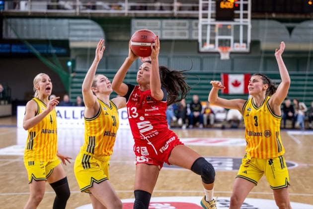 Basketball Berlin 18.01.2026 Saison 2025 2026 DBBL 1. Bundesliga Alba Berlin - GiroLive Panthers Osnabrück Milica Popovic (Osnabrück, No.13) Abby Muse (Alba, No.31) Marie Bertholdt (Alba, No.04) Theresa Simon (Alba, No.03)