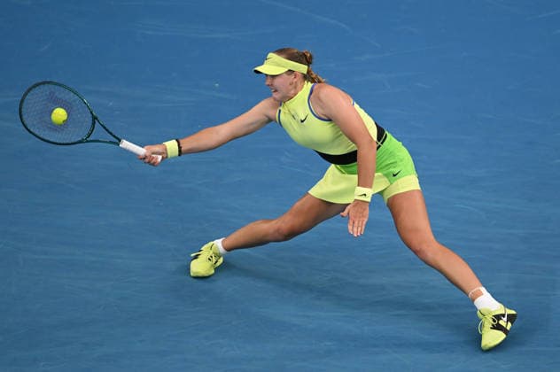 TENNIS AUSTRALIAN OPEN, Mirra Andreeva of Russia in action during the Women™s 1st round match against Donna Vekic of Croatia on day 2 of the 2026 Australian Open tennis tournament at Melbourne Park in Melbourne, Monday, January 19, 2026. ( NO ARCHIVING MELBOURNE VICTORIA AUSTRALIA  Copyright: xLUKASxCOCHx 20260119145545567768