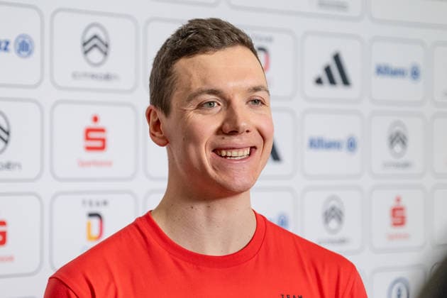 Justus Strelow (DOSB-Olympiakader Deutscher Ski Verband DSV, Biathlon, SG Stahl Schmiedeberg) beim Interview Portrait Portraet GER, DOSB Olympia-Einkleidung Team Deutschland, Mailand Cortina 2026, 19.01.2026. GER, DOSB Olympia-Einkleidung Team Deutschland, Mailand Cortina 2026, 19.01.2026. Muenchen *** Justus Strelow DOSB Olympic squad German Ski Association DSV, Biathlon, SG Stahl Schmiedeberg at the interview Portrait Portraet GER, DOSB Olympia Einkleidung Team Deutschland, Mailand Cortina 2026, 19 01 2026 GER, DOSB Olympia Einkleidung Team Deutschland, Mailand Cortina 2026, 19 01 2026 Muenchen Copyright: xEibner-Pressefoto FranzxFeinerx EP_HFR