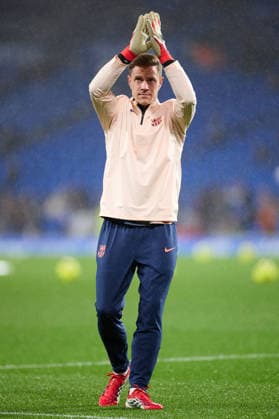 Real Sociedad v FC Barcelona, Barca - LaLiga EA Sports Marc Andre ter Stegen of FC Barcelona reacts prior to the LaLiga EA Sports match between Real Sociedad and FC Barcelona at Anoeta on January 18, 2026, in San Sebastian, Spain. San Sebastian Anoeta Basque Country Spain RL_RSOvFCB_000002 Copyright: xRicardoxLarreinax