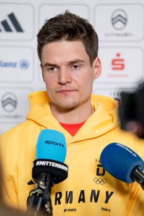Philipp Horn (DOSB-Olympiakader Deutscher Ski Verband DSV, Biathlon, SV Frankenhaim) beim Interview Portrait Portraet GER, DOSB Olympia-Einkleidung Team Deutschland, Mailand Cortina 2026, 19.01.2026. GER, DOSB Olympia-Einkleidung Team Deutschland, Mailand Cortina 2026, 19.01.2026. Muenchen *** Philipp Horn DOSB Olympic squad German Ski Association DSV, Biathlon, SV Frankenhaim at the interview Portrait Portraet GER, DOSB Olympia Einkleidung Team Deutschland, Mailand Cortina 2026, 19 01 2026 GER, DOSB Olympia Einkleidung Team Deutschland, Mailand Cortina 2026, 19 01 2026 Muenchen Copyright: xEibner-Pressefoto FranzxFeinerx EP_HFR
