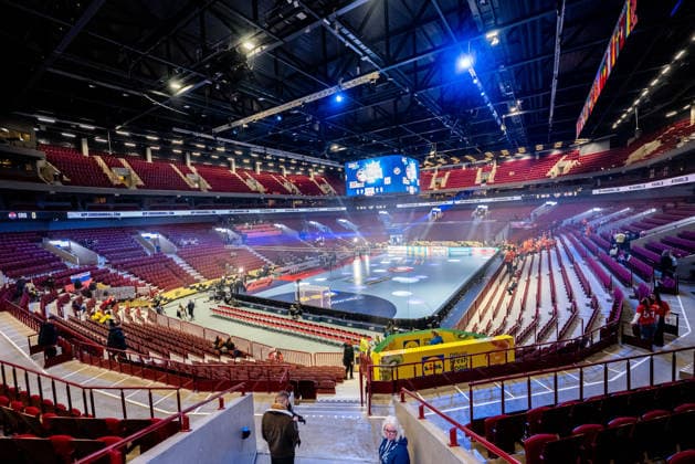 260119 Interior view of Malmö Arena ahead of the EHF European Handball Championship preliminary round match between the Netherlands and Croatia on January 19, 2026 in Malmö. Photo: Petter Arvidson BILDBYRAN kod PA PA1126 handball handboll handball handbolls-em 2026 nederländerna netherlands croatia kroatien ehf european handball championship bbeng grappa33 arena malmö arena interiör Copyright: PETTERxARVIDSON BB260119PA002