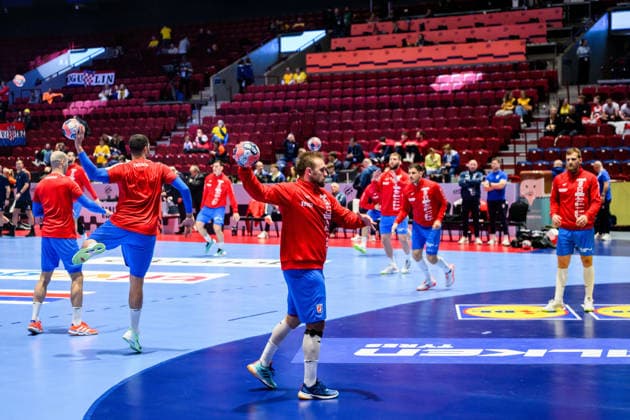 260119 Players of Croatia ahead of the EHF European Handball Championship preliminary round match between the Netherlands and Croatia on January 19, 2026 in Malmö. Photo: Petter Arvidson BILDBYRAN kod PA PA1126 handball handboll handball handbolls-em 2026 nederländerna netherlands croatia kroatien ehf european handball championship bbeng grappa33 Copyright: PETTERxARVIDSON BB260119PA007
