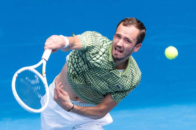 January 19, 2026, Melbourne, Australia: 11th seed DANIIL MEDVEDEV of the Russian Federation in action against J. De Jong of the Netherlands on Margaret Court Arena in a Men s Singles 1st round match on day 2 of the 2026 Australian Open in Melbourne, Australia. MEDVEDEV won 7:5 6:2 7:6. Melbourne Australia - ZUMAc04_ 20260119_faf_c04_025 Copyright: xSydneyxLowx