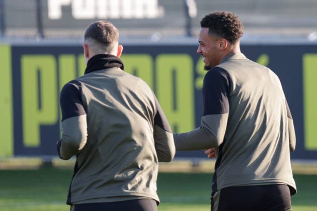 19.01.2026, xgrfx, Fussball UEFA Champions League, Borussia Dortmund - Training v.l. Felix Nmecha (Borussia Dortmund) (DFL DFB REGULATIONS PROHIBIT ANY USE OF PHOTOGRAPHS as IMAGE SEQUENCES and or QUASI-VIDEO) Dortmund
