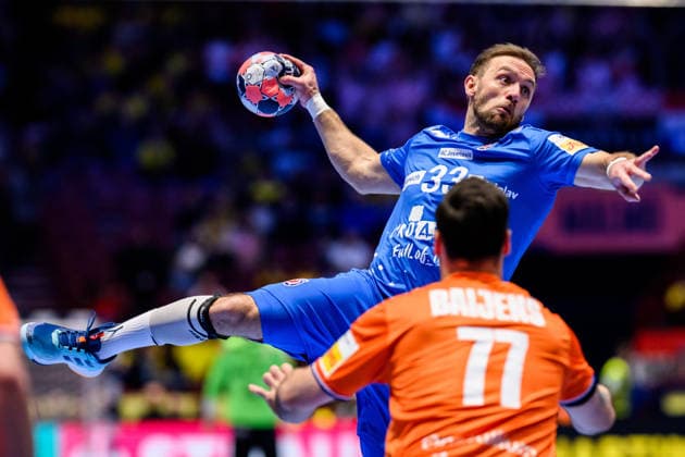 260119 Luka Cindric of Croatia during the EHF European Handball Championship preliminary round match between the Netherlands and Croatia on January 19, 2026 in Malmö. Photo: Petter Arvidson BILDBYRAN kod PA PA1126 handball handboll handball handbolls-em 2026 nederländerna netherlands croatia kroatien ehf european handball championship bbeng grappa33 Copyright: PETTERxARVIDSON BB260119PA014