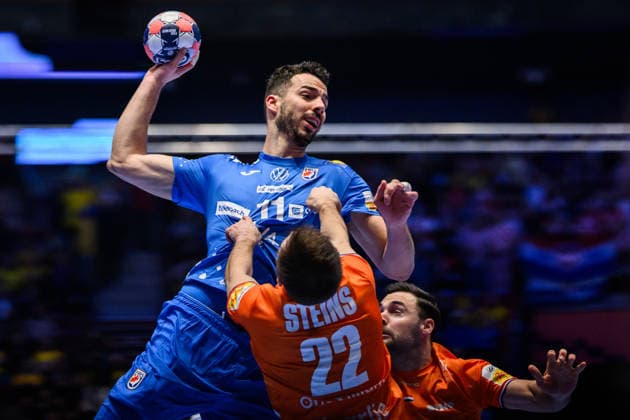 260119 Zvonimir Srna of Croatia during the EHF European Handball Championship preliminary round match between the Netherlands and Croatia on January 19, 2026 in Malmö. Photo: Petter Arvidson BILDBYRAN kod PA PA1126 handball handboll handball handbolls-em 2026 nederländerna netherlands croatia kroatien ehf european handball championship bbeng grappa33 Copyright: PETTERxARVIDSON BB260119PA015