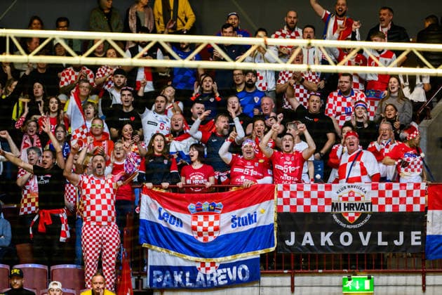 260119 Fans of Croatia during the EHF European Handball Championship preliminary round match between the Netherlands and Croatia on January 19, 2026 in Malmö. Photo: Petter Arvidson BILDBYRAN kod PA PA1126 handball handboll handball handbolls-em 2026 nederländerna netherlands croatia kroatien ehf european handball championship bbeng grappa33 publik Copyright: PETTERxARVIDSON BB260119PA027