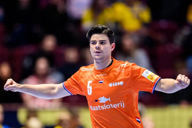 260119 Rutger ten Velde of the Netherlands celebrates during the EHF European Handball Championship preliminary round match between the Netherlands and Croatia on January 19, 2026 in Malmö. Photo: Petter Arvidson BILDBYRAN kod PA PA1126 handball handboll handball handbolls-em 2026 nederländerna netherlands croatia kroatien ehf european handball championship bbeng grappa33 jubel Copyright: PETTERxARVIDSON BB260119PA028