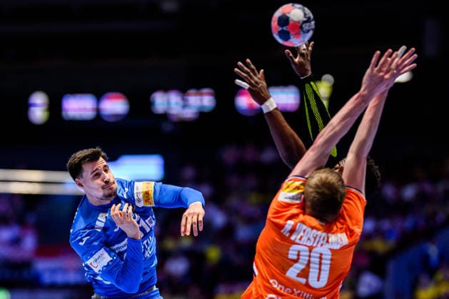 260119 Ivan Martinovic of Croatia during the EHF European Handball Championship preliminary round match between the Netherlands and Croatia on January 19, 2026 in Malmö. Photo: Petter Arvidson BILDBYRAN kod PA PA1126 handball handboll handball handbolls-em 2026 nederländerna netherlands croatia kroatien ehf european handball championship bbeng grappa33 Copyright: PETTERxARVIDSON BB260119PA029