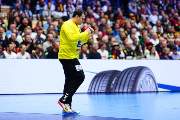 Jubel nach Parade Dejan Milosavljev (Serbien, 96) DEN, Oesterreich vs. Serbien, Handball, EHF Europameisterschaft 2026, Gruppe A, Spieltag 3, 19.01.2026 DEN, Oesterreich vs. Serbien, Handball, EHF Europameisterschaft 2026, Gruppe A, Spieltag 3, 19.01.2026 Herning Copyright: xEibner-Pressefoto MarcelxvonxFehrnx EP_MFN