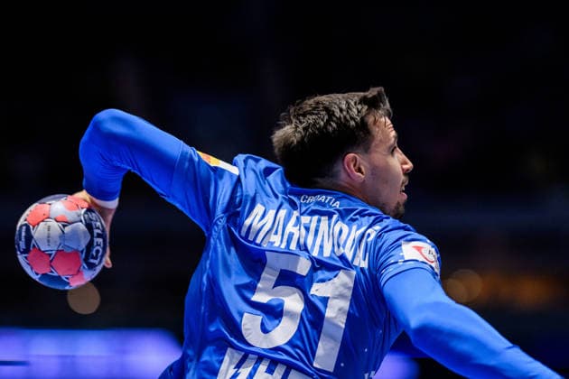 260119 Ivan Martinovic of Croatia during the EHF European Handball Championship preliminary round match between the Netherlands and Croatia on January 19, 2026 in Malmö. Photo: Petter Arvidson BILDBYRAN kod PA PA1126 handball handboll handball handbolls-em 2026 nederländerna netherlands croatia kroatien ehf european handball championship bbeng grappa33 Copyright: PETTERxARVIDSON BB260119PA035