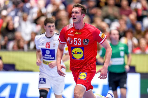 19.01.2026, Handball, Men s EHF EURO 2026, Österreich - Serbien, Jyske Bank Boxen in Herning, Dänemark, Preliminary Round: Mykola Bilyk (Austria 53) Dänemark
