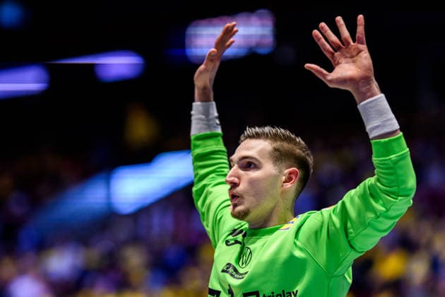 260119 Goalkeeper Dominik Kuzmanovic of Croatia during the EHF European Handball Championship preliminary round match between the Netherlands and Croatia on January 19, 2026 in Malmö. Photo: Petter Arvidson BILDBYRAN kod PA PA1126 handball handboll handball handbolls-em 2026 nederländerna netherlands croatia kroatien ehf european handball championship bbeng grappa33 Copyright: PETTERxARVIDSON BB260119PA050