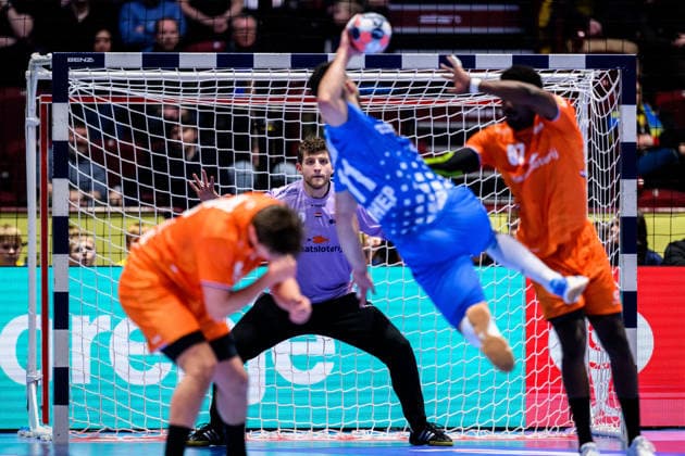 260119 Goalkeeper Matthias Rex Dorgelo of the Netherlands during the EHF European Handball Championship preliminary round match between the Netherlands and Croatia on January 19, 2026 in Malmö. Photo: Petter Arvidson BILDBYRAN kod PA PA1126 handball handboll handball handbolls-em 2026 nederländerna netherlands croatia kroatien ehf european handball championship bbeng grappa33 Copyright: PETTERxARVIDSON BB260119PA062