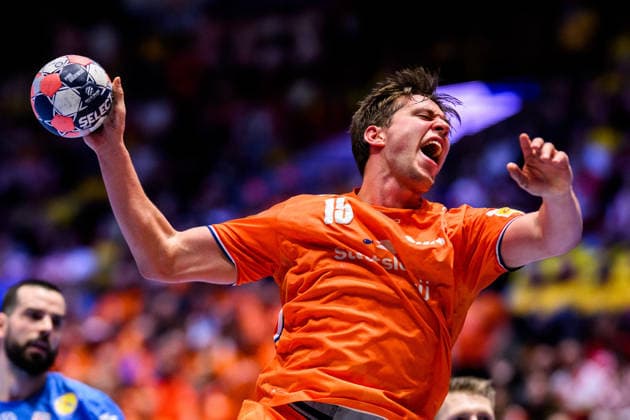 260119 Lars Kooij of the Netherlands during the EHF European Handball Championship preliminary round match between the Netherlands and Croatia on January 19, 2026 in Malmö. Photo: Petter Arvidson BILDBYRAN kod PA PA1126 handball handboll handball handbolls-em 2026 nederländerna netherlands croatia kroatien ehf european handball championship bbeng grappa33 Copyright: PETTERxARVIDSON BB260119PA064