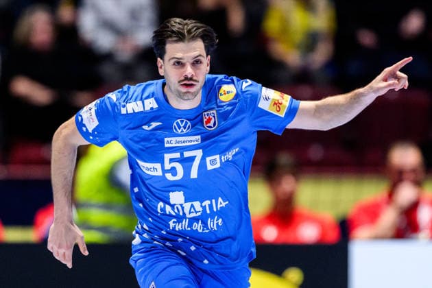 260119 Filip Glavas of Croatia during the EHF European Handball Championship preliminary round match between the Netherlands and Croatia on January 19, 2026 in Malmö. Photo: Petter Arvidson BILDBYRAN kod PA PA1126 handball handboll handball handbolls-em 2026 nederländerna netherlands croatia kroatien ehf european handball championship bbeng grappa33 Copyright: PETTERxARVIDSON BB260119PA065