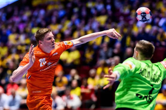 260119 Niels Gerardus Versteijnen of the Netherlands during the EHF European Handball Championship preliminary round match between the Netherlands and Croatia on January 19, 2026 in Malmö. Photo: Petter Arvidson BILDBYRAN kod PA PA1126 handball handboll handball handbolls-em 2026 nederländerna netherlands croatia kroatien ehf european handball championship bbeng grappa33 Copyright: PETTERxARVIDSON BB260119PA066