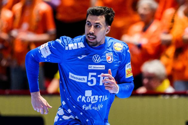 260119 Ivan Martinovic of Croatia during the EHF European Handball Championship preliminary round match between the Netherlands and Croatia on January 19, 2026 in Malmö. Photo: Petter Arvidson BILDBYRAN kod PA PA1126 handball handboll handball handbolls-em 2026 nederländerna netherlands croatia kroatien ehf european handball championship bbeng grappa33 Copyright: PETTERxARVIDSON BB260119PA069