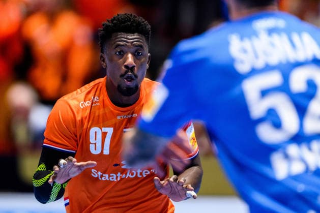 260119 Reinier Taboada of the Netherlands during the EHF European Handball Championship preliminary round match between the Netherlands and Croatia on January 19, 2026 in Malmö. Photo: Petter Arvidson BILDBYRAN kod PA PA1126 handball handboll handball handbolls-em 2026 nederländerna netherlands croatia kroatien ehf european handball championship bbeng grappa33 Copyright: PETTERxARVIDSON BB260119PA072