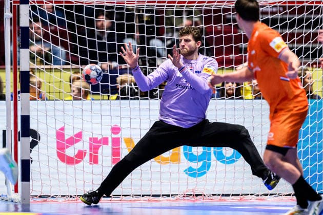 260119 Goalkeeper Matthias Rex Dorgelo of the Netherlands during the EHF European Handball Championship preliminary round match between the Netherlands and Croatia on January 19, 2026 in Malmö. Photo: Petter Arvidson BILDBYRAN kod PA PA1126 handball handboll handball handbolls-em 2026 nederländerna netherlands croatia kroatien ehf european handball championship bbeng grappa33 Copyright: PETTERxARVIDSON BB260119PA077